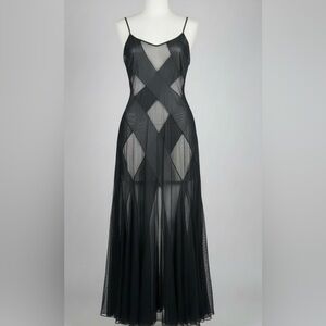 Vintage Fredericks of Hollywood Maxi Slip Dress Size XL Mesh Lingerie Y2K Goth